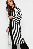 Boohoo Stripe Pleated Cuff Duster