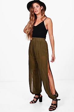 Boohoo Enya Woven Lightweight Split Leg Hareem Trousers