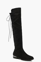 Boohoo Bungee Lace Back Knee High Boots