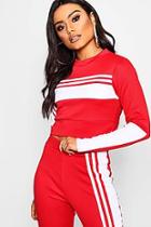 Boohoo Panelled Stripe Cropped Sweat Top