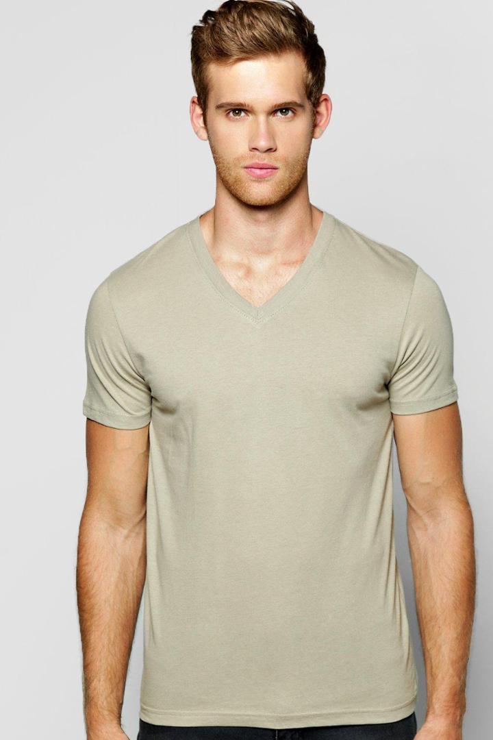 Boohoo Basic V Neck T Shirt Sage