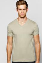 Boohoo Basic V Neck T Shirt Sage
