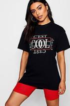 Boohoo Leah C'est Cool Slogan Print T-shirt