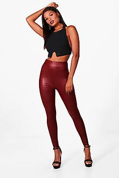 Boohoo High Waisted Leather Look Leggings