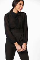 Boohoo Lottie Bow Detail Shirt Black