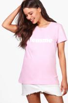 Boohoo Sarah Femme Slogan T-shirt Pink