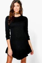 Boohoo Abigail Ruffle Hem Jumper Dress Black