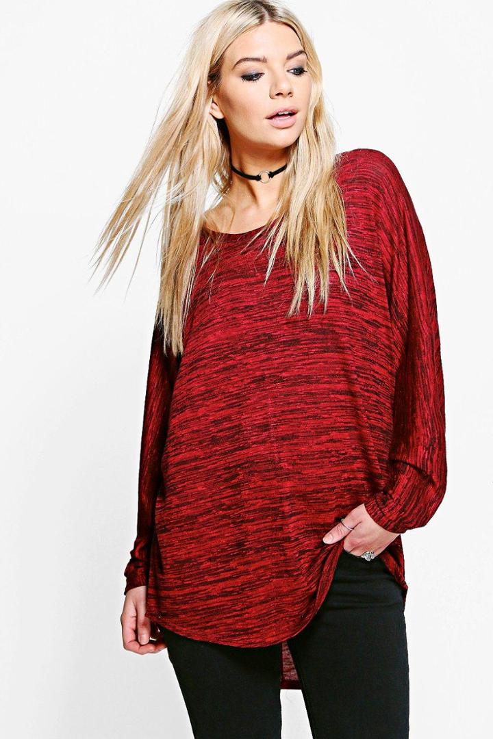 Boohoo Amber Marl Knit Jumper Wine