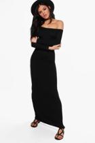 Boohoo Helen Off Shoulder Long Sleeved Maxi Dress Black