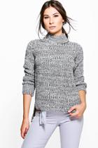 Boohoo Alexis Marl Knit Step Hem Jumper Charcoal