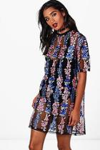 Boohoo Holly Embroidered Mesh T-shirt Dress