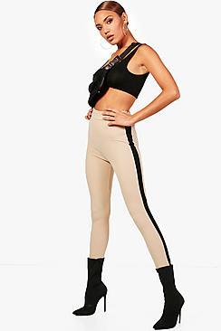 Boohoo Contrast Side Stripe Crepe Legging