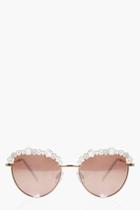 Boohoo Floral Enamel Retro Sunglasses Gold