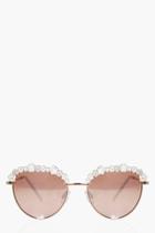 Boohoo Floral Enamel Retro Sunglasses Gold