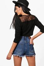 Boohoo Grace Lace Back Knitted Crop Top