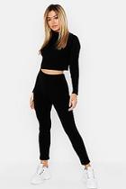 Boohoo Petite Roll Neck And Legging Knitted Loungewear Set