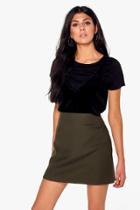 Boohoo Natalya Textured Woven A Line Mini Skirt Khaki