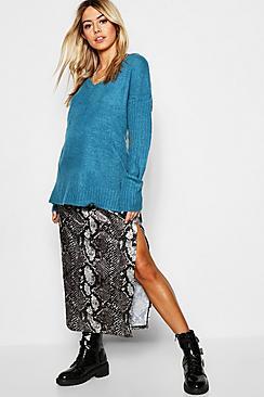 Boohoo V-neck Drop Shoulder Slouch Jumper