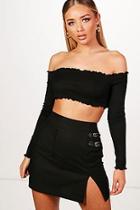 Boohoo Alice Woven Buckle Side Pocket Mini Skirt