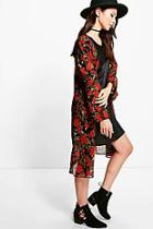 Boohoo Beci Large Rose Print Maxi Kimono