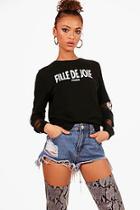 Boohoo Heather Sleeve Mesh Insert Sweater