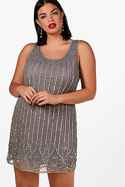 Boohoo Plus Vicky Sequin Sleeveless Shift Dress
