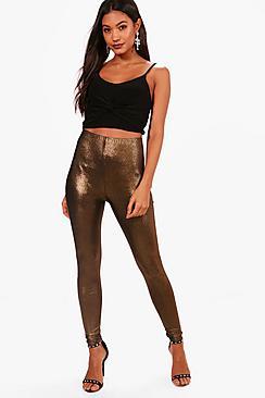 Boohoo Lucy Metallic High Shine Leggings