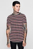 Boohoo Longline Stripe T-shirt With Curve Hem