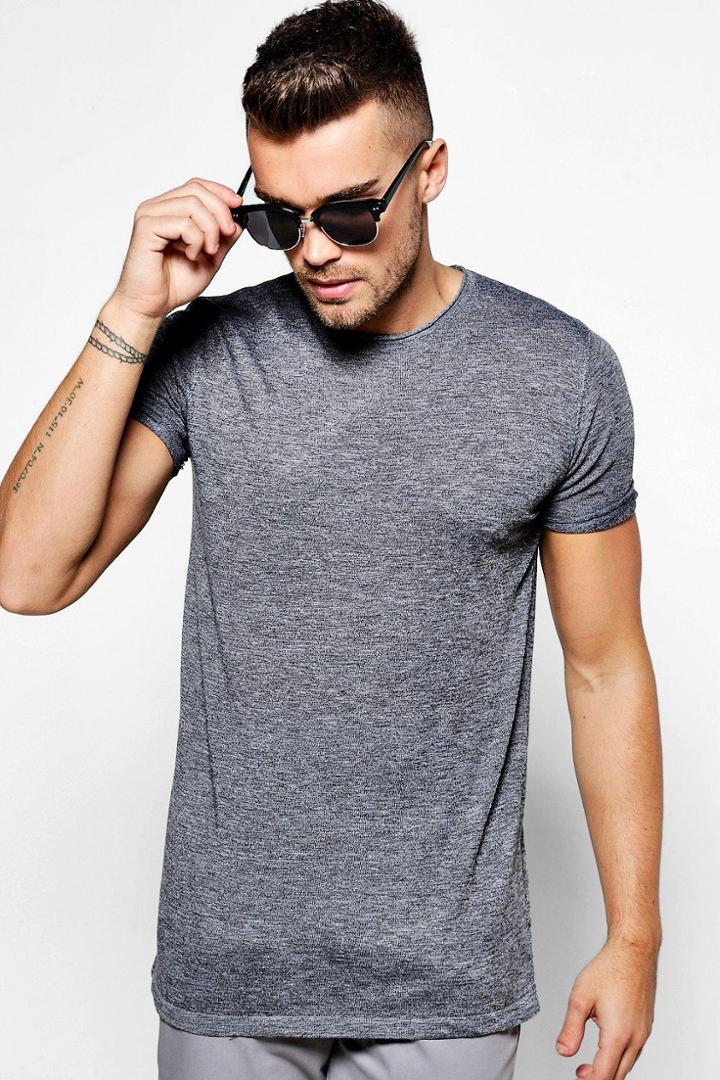 Boohoo Fine Gauge Knitted T Shirt Grey