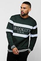 Boohoo Brooklyn Usa Embroidered Sweatshirt