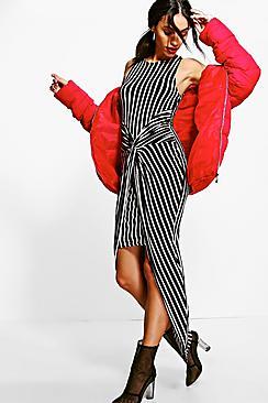 Boohoo Rebekah Striped Midaxi Dress