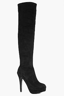Boohoo Betsy Platform Heeled Over The Knee Boot
