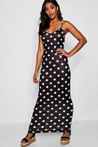 Boohoo Polka Dot Strappy Jersey Maxi Dress