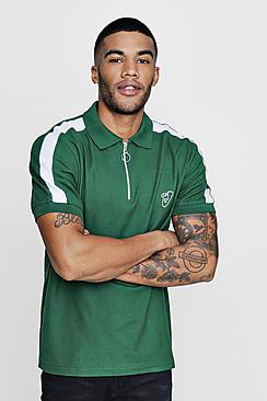 Boohoo Zip Panel Polo In Pique