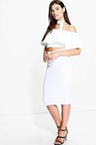 Boohoo Rose Neck Tie Top And Midi Skirt Co-ord