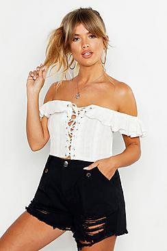 Boohoo Belted Utility Denim Short