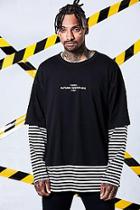 Boohoo Loose Fit  Double Layer Long Sleeve Printed Tee