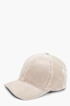 Boohoo Sarah Velvet Baseball Cap Cream