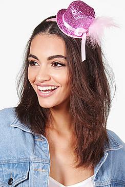 Boohoo Glitter Top Hat Hen Party Head Band