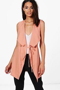 Boohoo Nadia Waterfall Sleeveless Duster