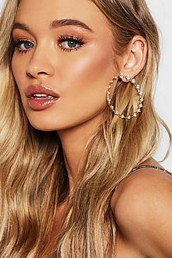 Boohoo Diamante Forward Facing Hoops