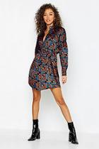 Boohoo Geo Print Luxe Shirt Dress