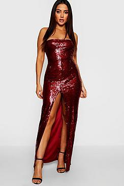 Boohoo Sequin Bandeau Maxi Dress