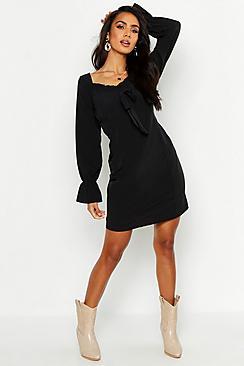 Boohoo Off Shoulder Long Sleeve Gypsy Style Dress