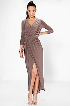 Boohoo Tall Abra Slinky Wrap Maxi Dress