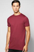 Boohoo Longline Loop Back T Shirt With Split Hem Wine