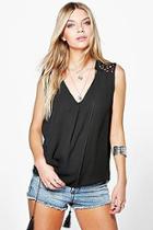 Boohoo Patrice Embroidered Tie Front Woven Top