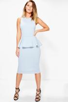 Boohoo Rebecca Peplum Tailored Dress Grey