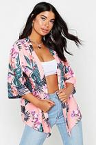 Boohoo Petite Floral Palm Print Kimono