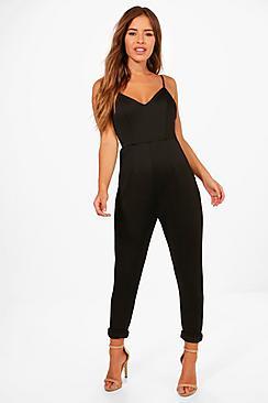 Boohoo Petite Strappy Cigarette Trouser Jumpsuit